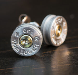 9MM Bullet Casing Earrings Aluminum w/Titanium Backs HANDMADE Hypoallergenic