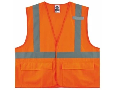 Ergodyne Unisex High-Visibility Vest  Orange, 4X-5X-L  8225HL FAST FREE SHIPPING — 第 1/2 张图片