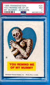 1966 Topps Frankenstein Sticker #25 "You Remind Me of My Mummy" PSA 7 - Picture 1 of 2