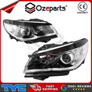 Set Pair LH+RH Head Light Lamp (Black) + Eyelids For Holden VF Commodore 13~18 - Picture 1 of 6