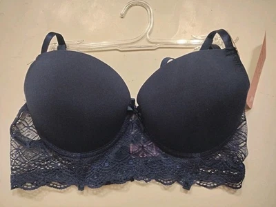 NWT Jezebel Navy Lace Push Up Bra Size 34B  New - Image 1 of 4