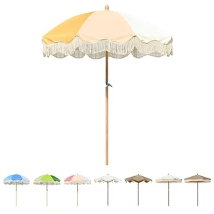 LAGarden Patio Umbrella with Fringe Great for Outdoor Garden Yard - Picture 1 of 11