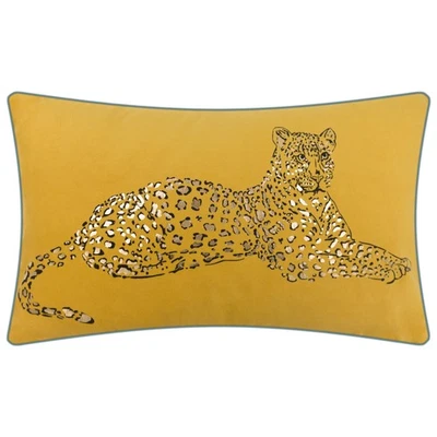 Capa de travesseiro decorativa de veludo com estampa de leopardo com folha de ouro... - Imagem 1 de 4