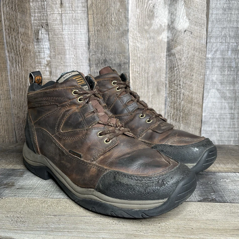 Hombres Ariat ATS Terrain Marrón Cuero Impermeable Senderismo Trail Botas Talla 10.5 D Foto 1 de 4