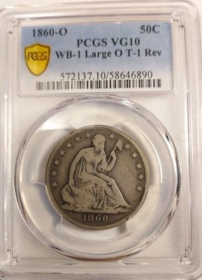 1 Of 1 POP PCGS VG10 WB-1 Large O T-1 Rev 1860-O Seated Liberty Half Dollar  - Image 1 of 4
