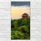 Wandbilder Glasbild Druck auf Glas buddhistische Bauen Berge Waldbume 50x100