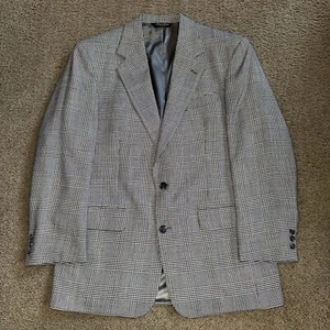 Vtg Brooks Brothers Mens Plaid Houndstooth Single Breasted Blazer Size 40R Wool - Picture 1 of 12