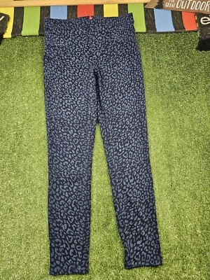spanx pull on ankle pants leopard print M navy blue stretch skinny mid rise - Image 1 of 4