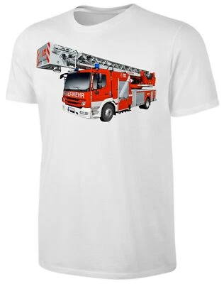 Feuerwehrauto T-Shirt Drehleiter Feuerwehr Shirt Weiss - Bild 1 von 2