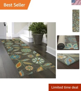 Stylish Floral Pattern Runner Rug - Low Profile, Non-Slip for High Traffic Areas - Picture 1 of 7