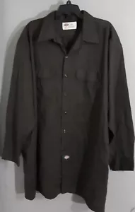 MEN'S DICKIES 574 LONG SLEEVE TRADITIONAL BUTTON FRONT BROWN WORK SHIRT.SZ 3XL - Picture 1 of 8