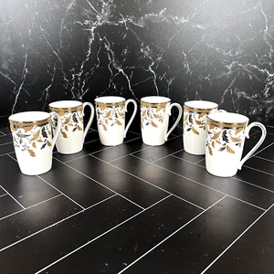 Set Of 6 Lenox Classic Collections Landmark Gold Leaves Accent Coffee Mugs - Picture 1 of 5