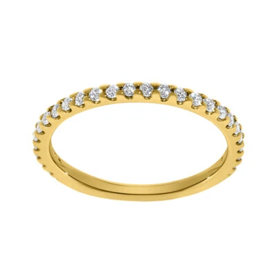 Solid Genuine 14k Gold 1/7ct Round Diamonette Cubic Zirconia Thin Wedding Band - Image 1 of 4