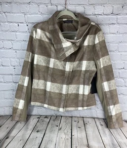 Bagatelle Collection Large Plaid Zip Up Soft Cowl Neck Jacket Coat NWT - Picture 1 of 8