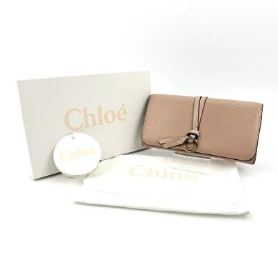 Cartera Larga de Cuero Chloe Alphabet Rosa Beige Chloé Auténtica [Rango AB] Foto 1 de 4