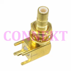 1pce SMB male nut bulkhead right angle PCB solder RF connector - Picture 1 of 5