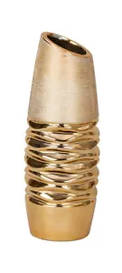 Moderne Dekovase Blumenvase Tischvase Vase aus Keramik gold 10x28 cm - Bild 1 von 6
