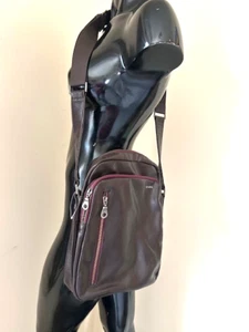 SAMSARA by MATT and NAT crossbody shoulder bag dark brown zip (vegan leather) - Picture 1 of 5