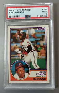 Julio Franco 1983 Topps Traded #34T RC Graded PSA Mint 9 - Picture 1 of 6