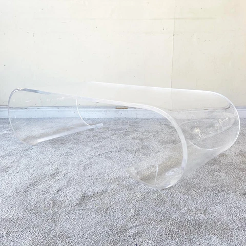Postmodern Lucite Scroll Coffee Table Cover
