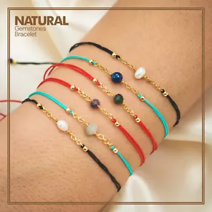 Delicate Lucky Red String Bracelet with Solitaire Gemstone Women, Christmas gift - Picture 1 of 20