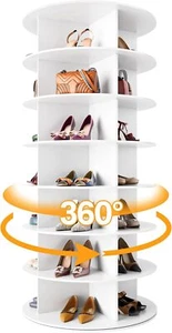 7-Tier Rotating Shoe Rack Tower 360 Degree Shoe Rack Storage Storage Cabinet - Picture 1 of 7