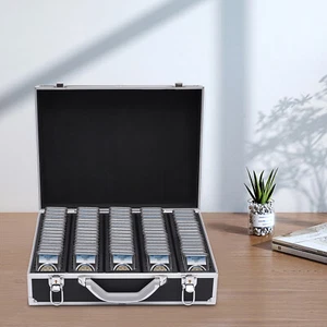 100 Graded Certified Coin Slab Aluminum Alloy Black Storage Travel Box Protector - Picture 1 of 8