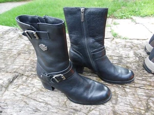 Botas de motocicleta Harley-Davidson Serita 85041 negras con cremallera lateral talla 8 para mujer - Imagen 1 de 11