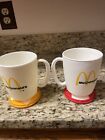 2- 1960’s McDonald’s Coffee Travel Mugs With Red/Yellow Adhesive Bases New Stock