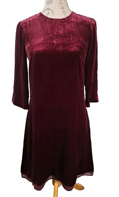 HOBBS Agnes Dress Mulberry Silk Blend Velvet 3/4 Sleeve BNWT Women's Size UK 8 - Image 1 of 4