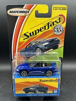 2005 Matchbox Superfast #66 BLUE FORD SVT MUSTANG COBRA LE 15,000 huge inventory - Image 1 of 3