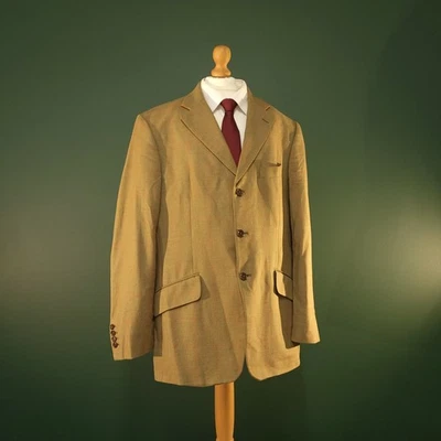 Blazer Hackett Tweed Para Hombres 44R Verde Cuadros Naranja Ventana Chaqueta Hacking Foto 1 de 4