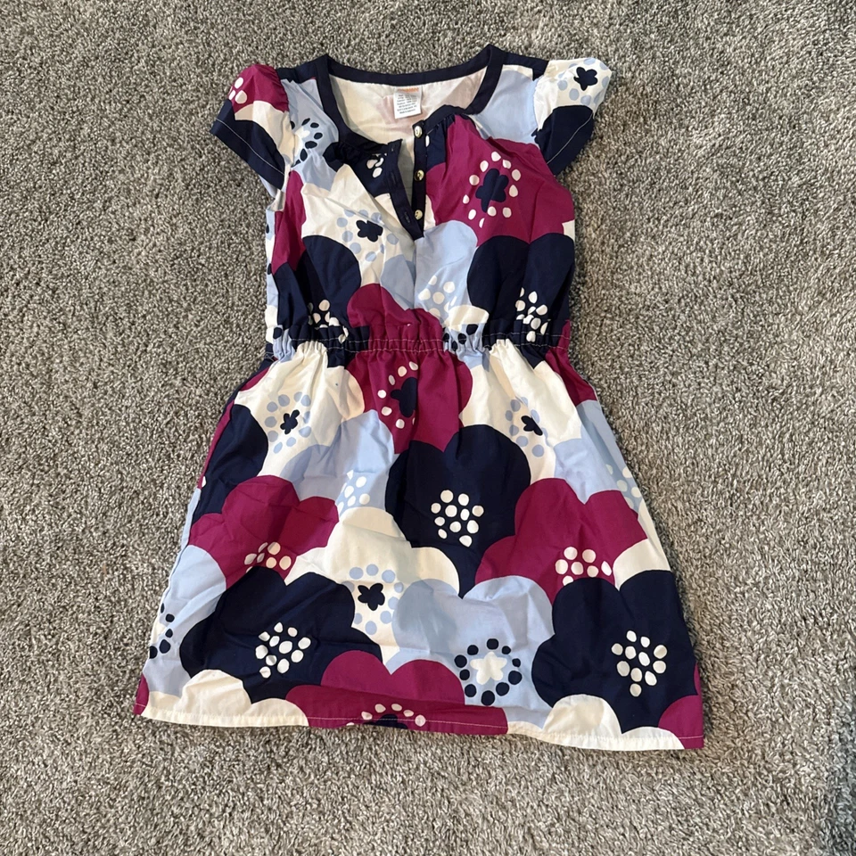 Vestido Gymboree Niña Talla 6 Azul Oscuro Y Claro Flor Magenta Foto 1 de 4