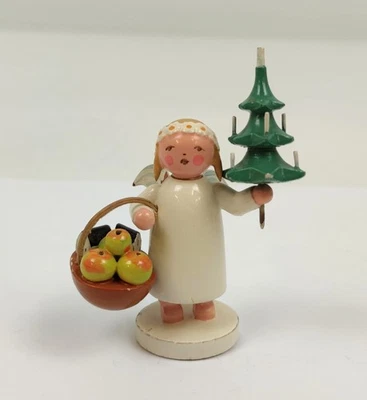 altes Erzgebirge Wendt Kühn Rarität expertic Holz Engel Weihnachtsbaum Apfelkorb - Bild 1 von 4