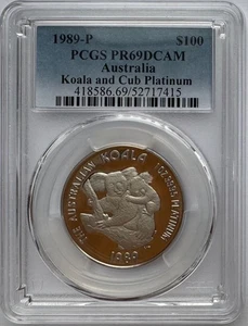 1989-P Australia 1 oz Platinum $100 Koala and Cub PCGS PR-69 DCAM - Picture 1 of 4