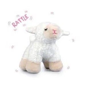 KORIMCO PEEPERS LAMB SOFT TOY WITH RATTLE BNWT 15CM WHITE,PINK OR BLUE - Picture 1 of 6