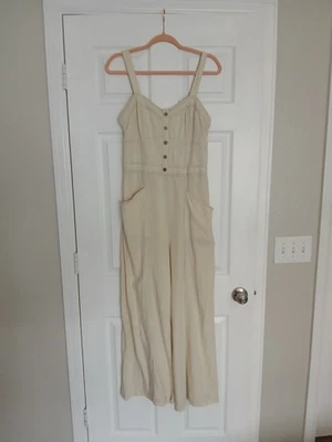 Mono Japna Pierna Ancha Beige Mezcla de Lino L Casa Boho Playa Indie Festival  Foto 1 de 4