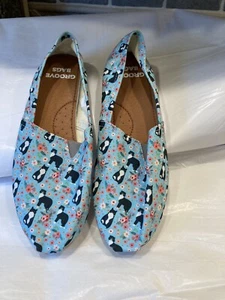 Groove Bags Shoes Size 7 M Light Turquoise Floral Black White Cat NWOT! Comfort - Picture 1 of 12