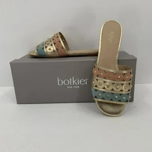 Botkier New York Maeva pastel sandal flat slides gold metallic blue pink new 5.5 - Picture 1 of 8