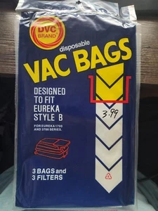 DVC Brand disposabble c bag Eureka Style B 3 bags and 3 filters NIP - Picture 1 of 3