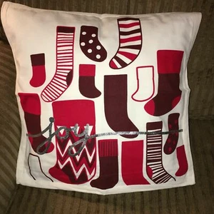 NWT Garnet Hill Holiday Pillow Case 18"x18" Christmas Stocking Pattern $48++ - Picture 1 of 1