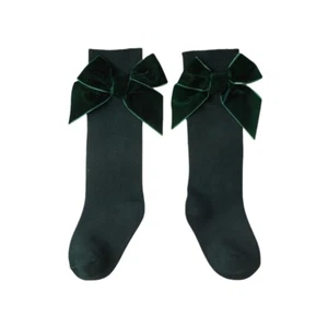 2 Pack Baby Socks Girls Knee High Long Sock Cotton Big Bow Spanish Style Kids - Picture 1 of 22