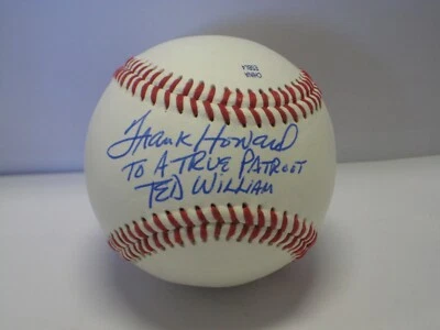 FRANK HOWARD AUTOGRAPHED SPECIAL INSCRIPTION TO TED WILLIAMS BALL COA FR SHIPING - Image 1 of 4