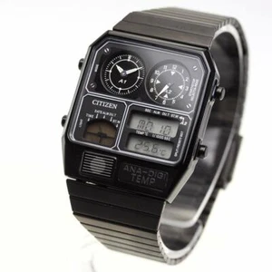 CITIZEN JG2105-93E ANA-DIGI TEMP Reproduction Model Watch Black FROM JAPAN NEW - Picture 1 of 9