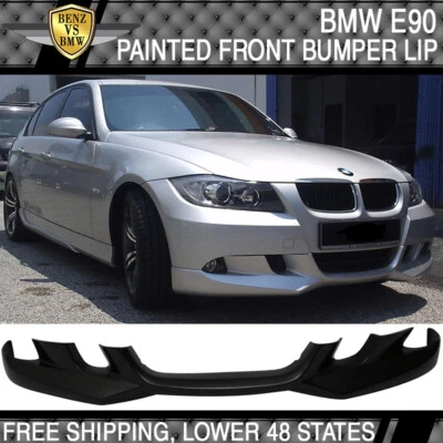 Fit 05-08 BMW E90 3-Series AC Style Front Bumper Lip PU Painted  # 668 Jet Black - Изображение 1 из 4