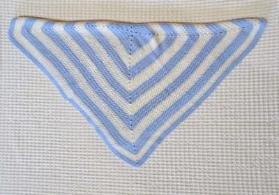 Beautiful Hand Crocheted Baby Afghan Blanket Light Blue & White 27 x 27" Boy - Image 1 of 4