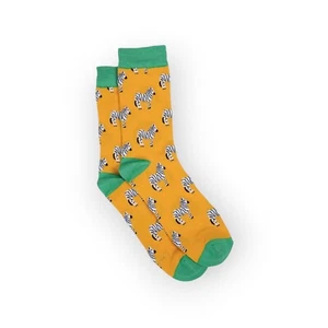 Sock Talk Yellow Bamboo Zebra Print Socks - Picture 1 of 2