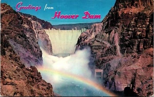 Greetings From Hoover Dam Rainbow Water Released Postcard PM Williams AZ Cancel - Picture 1 of 2