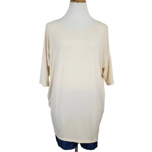 Agnes & Dora Top Womens Small Round Neck Short Dolman Sleeve Jersey Tunic Cream - Picture 1 of 7