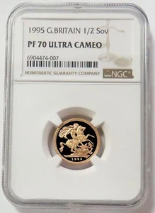 1995 GOLD GREAT BRITAIN PROOF 1/2 SOVEREIGN NGC PROOF 70 UC 4,900 MINTAGE - Picture 1 of 3